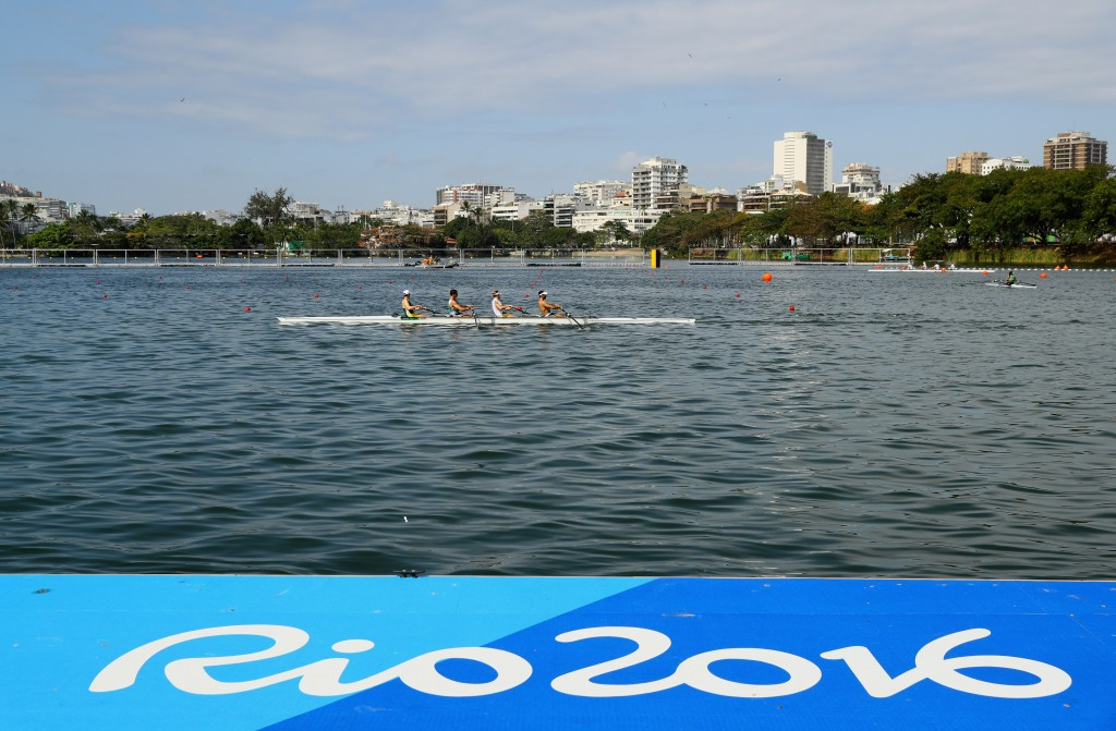 South African rowers practice on Lagoa Rodrigo de Freitas, the site of the Olympic rowing venue ©Getty Images