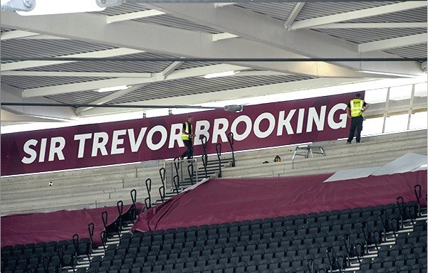 Two sides of the Olympic Stadium in London have been named after West Ham United legends Bobby Moore and Sir Trevor Brooking ©WHUFC
