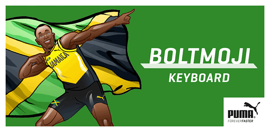 Usain Bolt has launched his own set of "Boltmoji" in time for Rio 2016 ©Puma