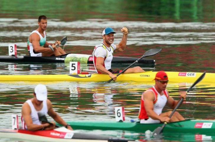 Germany's Max Hoff won the first European Games canoe sprint gold medal in the men's K1 1000m ©Getty Images