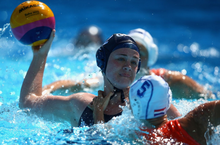 Great Britain's Danica Brazier in action during her team's water polo Group A match against The Netherlands ©Getty Images 