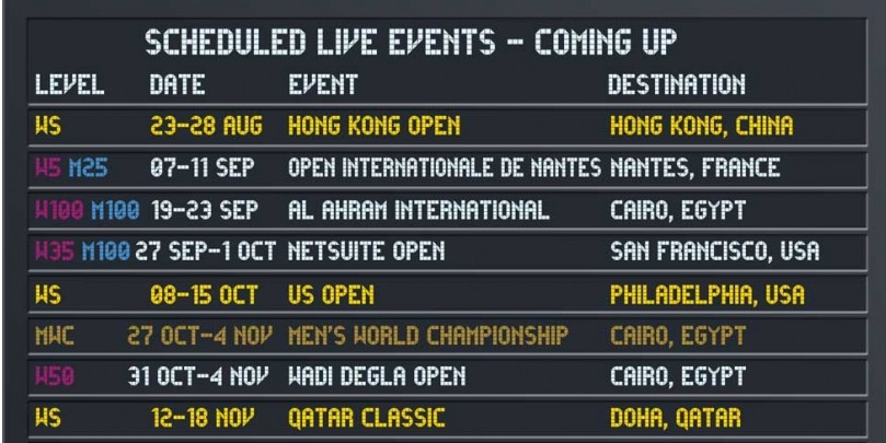 PSA reveal record coverage of major events on SQUASHTV and Eurosport Player for upcoming season