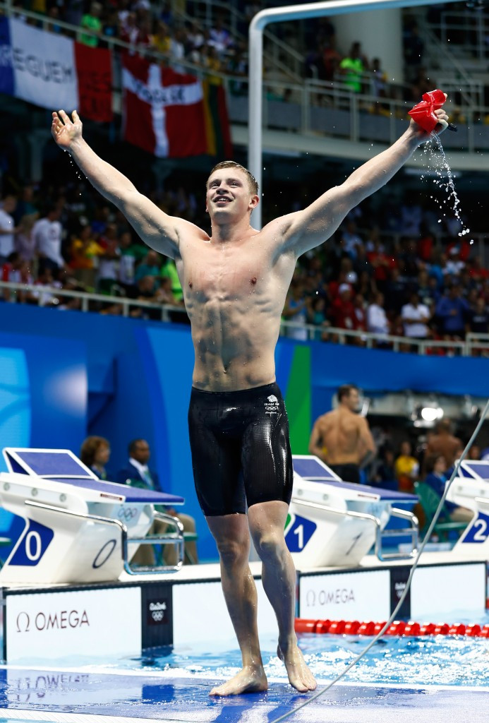 Adam Peaty broke the 100m breaststroke world record for the second time in two days to win Britain's first gold medal of Rio 2016 and maintain a unique record stretching back 120 years ©Getty Images