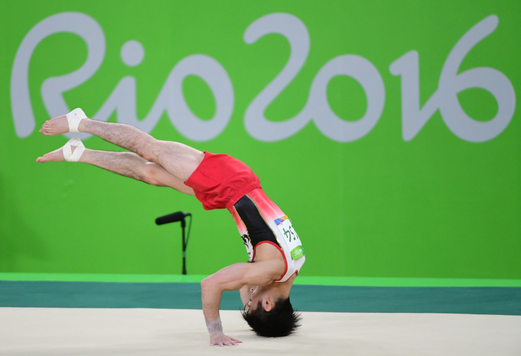 Kōhei Uchimura sealed the gold medal for Japan with his floor routine ©Getty Images