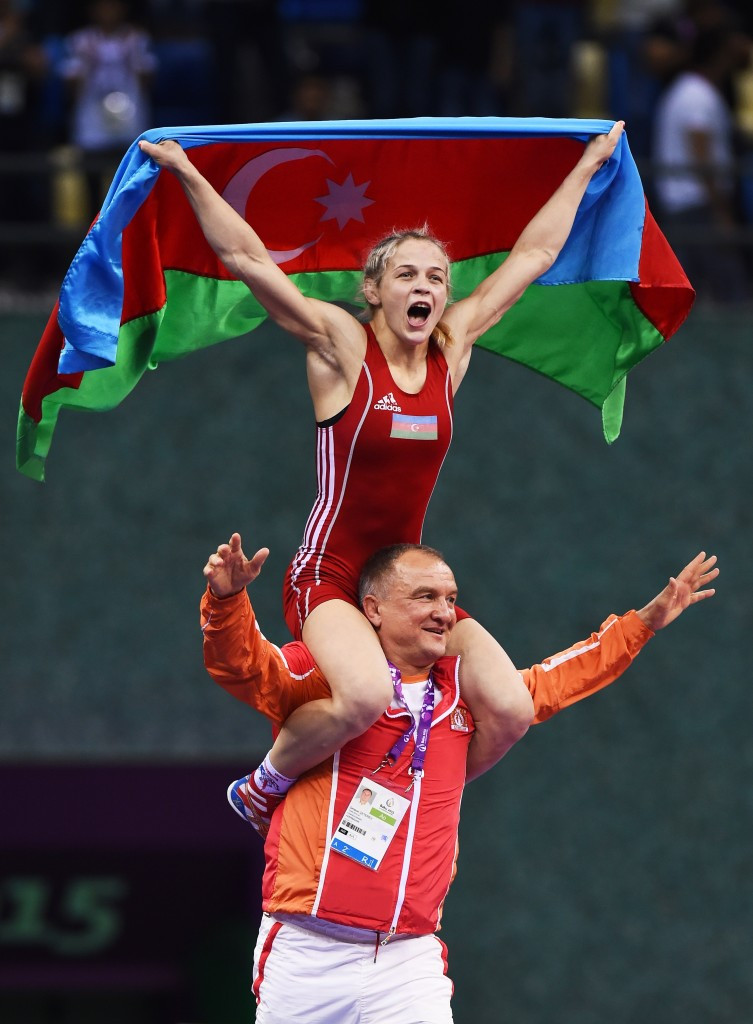 Azerbaijan celebrate Baku 2015 gold medal as women’s wrestling events begin