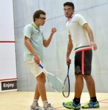 Saadeldin Abouaish (left) booked his place in the next around in just over an hour ©WSF