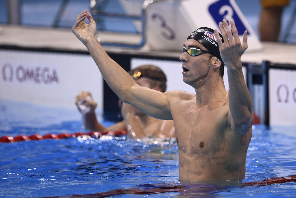 Michael Phelps celebrates after dominating the 200m butterfly final ©Getty Images