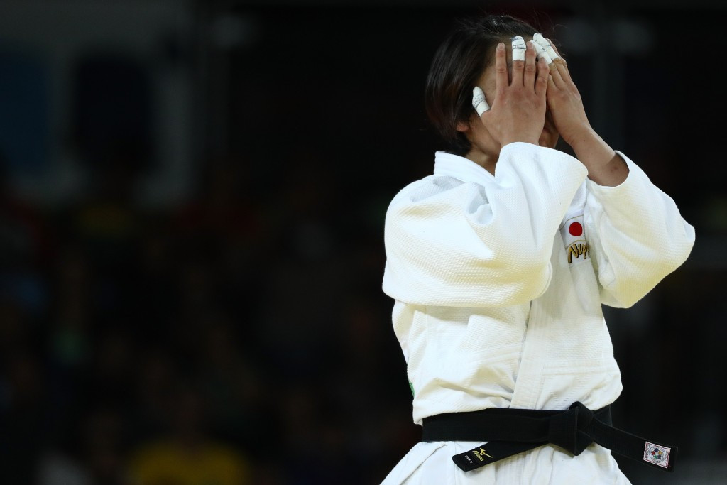 An emotional Haruka Tachimoto celebrates her Olympic gold medal in the under 70kg category at RIo 2016 ©Getty Images