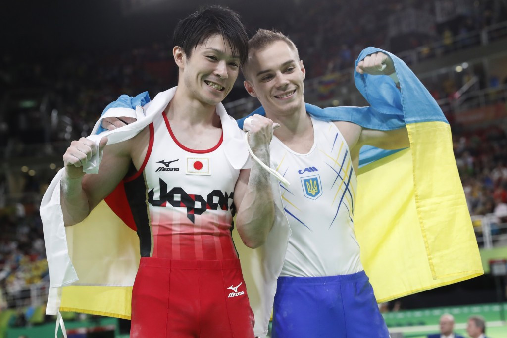 Kōhei Uchimura and Oleg Verniaiev played out a titanic dual before the Japanese gymnast ended up on top ©Getty Images