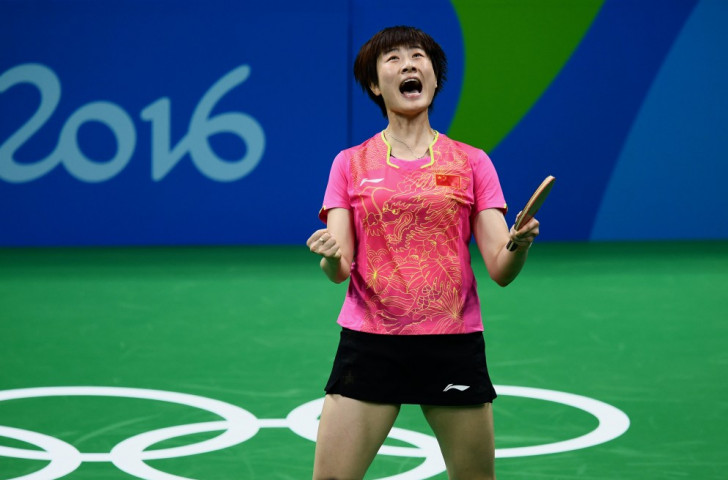 Ding Ning winning....the joy is evident as she reverses the result of the London 2012 final against Chinese compatriot Li Xiaoxia ©Getty Images