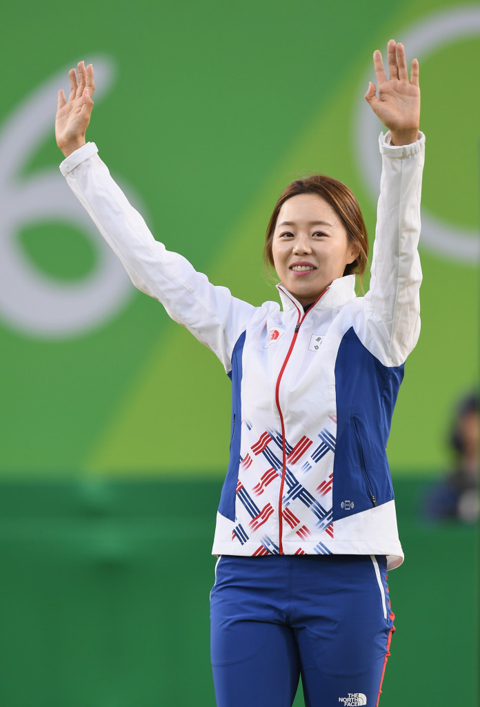 Chang Hye-jin was also part of the South Korea trio who extended their remarkable winning streak in the women’s team archery event to eight straight Olympic Games ©Getty Images
