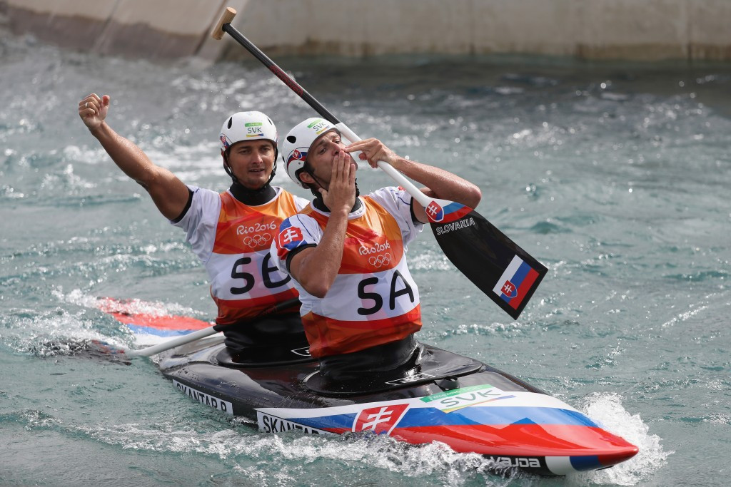 Slovakian cousins Ladislav and Peter Škantár sealed the Olympic men's C2 canoe slalom title ©Getty Images