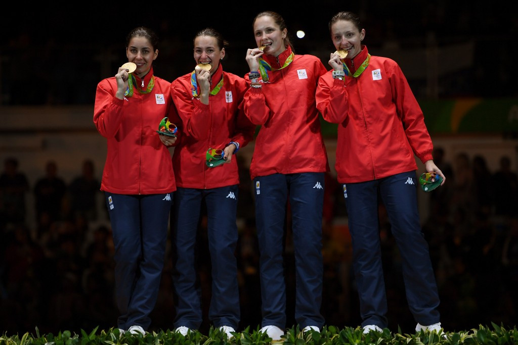 Romania won their first medal of Rio 2016 after beating defending Olympic champions China in the women’s épée team event at Carioca Arena 3 ©Getty Images