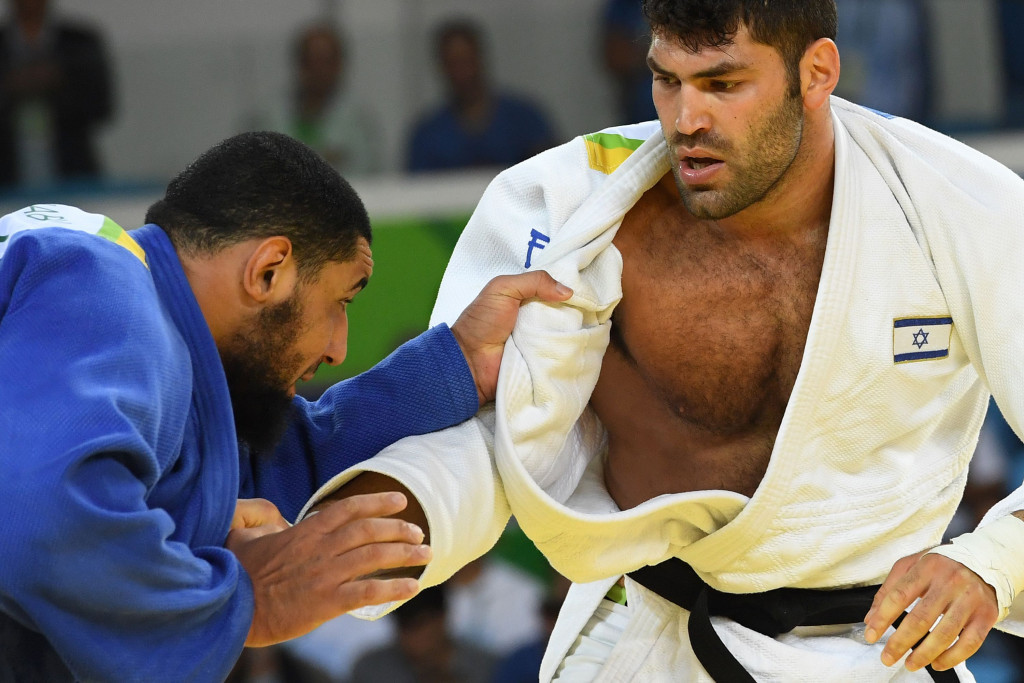 Or Sasson, right, had defeated Islam El Shehaby of Egypt in the over 100kg division 