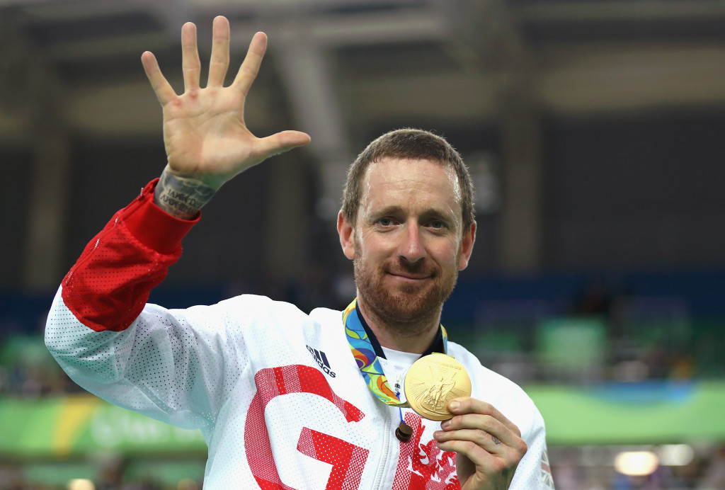 Sir Bradley Wiggins celebrates winning his fifth Olympic gold medal ©Getty Images