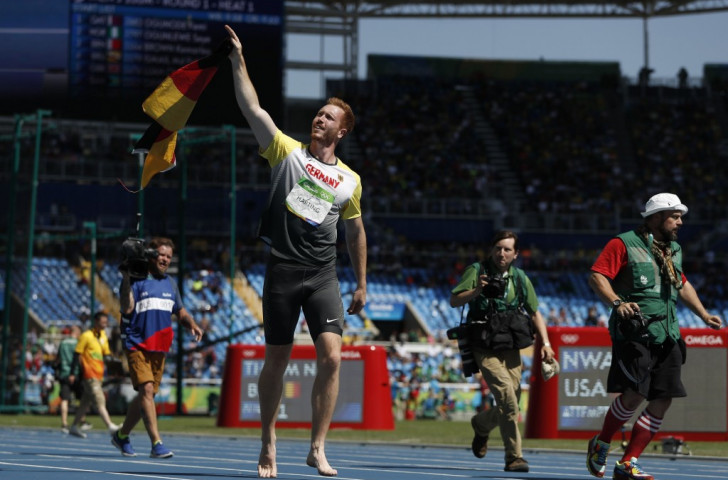 Christoph Harting celebrates a dramatic, final-effort win in the discus but he resisted a repeat of his elder brother Robert's shirt-ripping activity in the wake his London 2012 win ©Getty Images

 