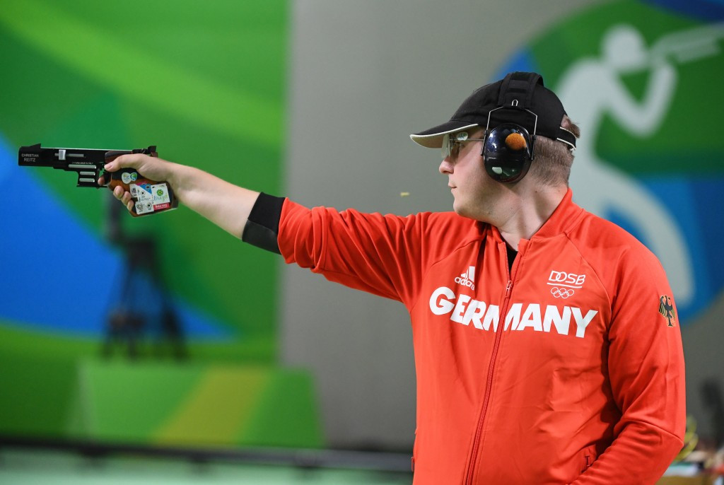 Germany's Christian Reitz topped the podium in the men's 25m rapid fire pistol event ©Getty Images