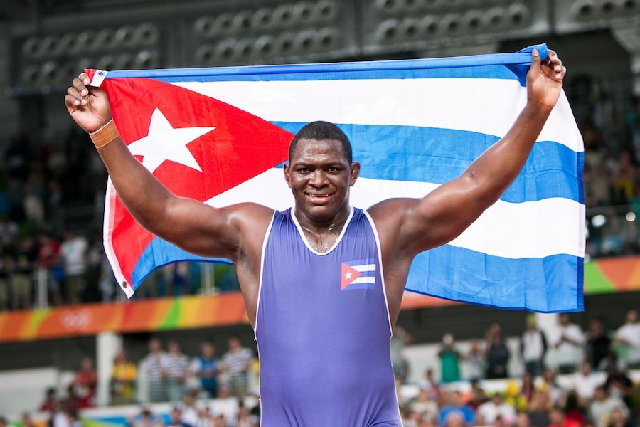 Cuba’s Mijain Lopez Nunez won his third Olympic wrestling gold medal today ©UWW