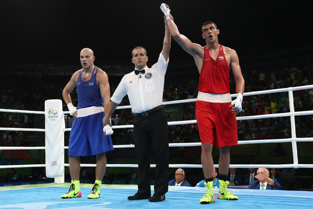 Russia's Evgeniy Tishchenko controversially won the heavyweight gold medal with a victory which has come under scrutiny ©Getty Images