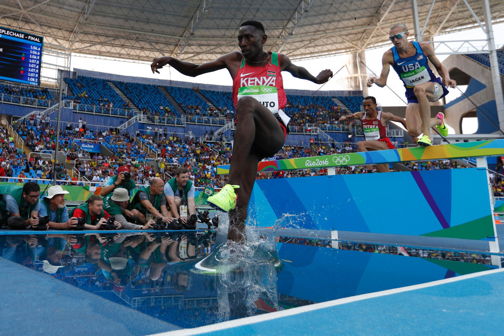Ezekiel Kipruto en-route to becoming the ninth consecutive Kenyan winner of the Olympic 3,000m steeplechase title ©Getty Images