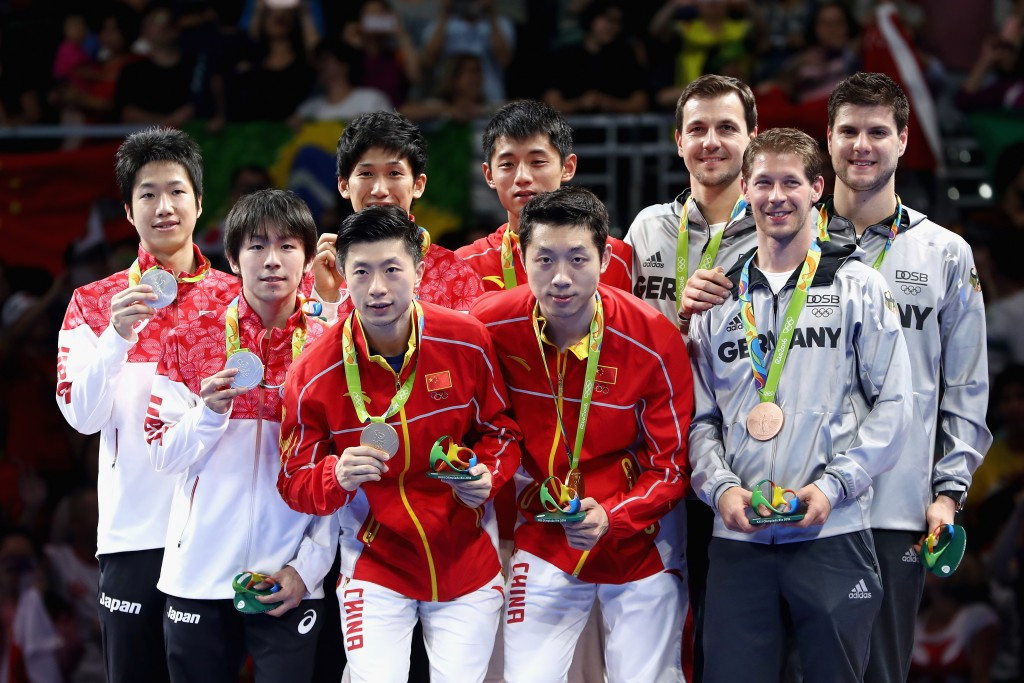 China celebrate a clean sweep of table tennis gold medals ©Getty Images