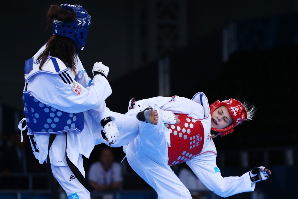Britain's Charlie Maddock won a golden point to take gold in the under 49kg taekwondo final