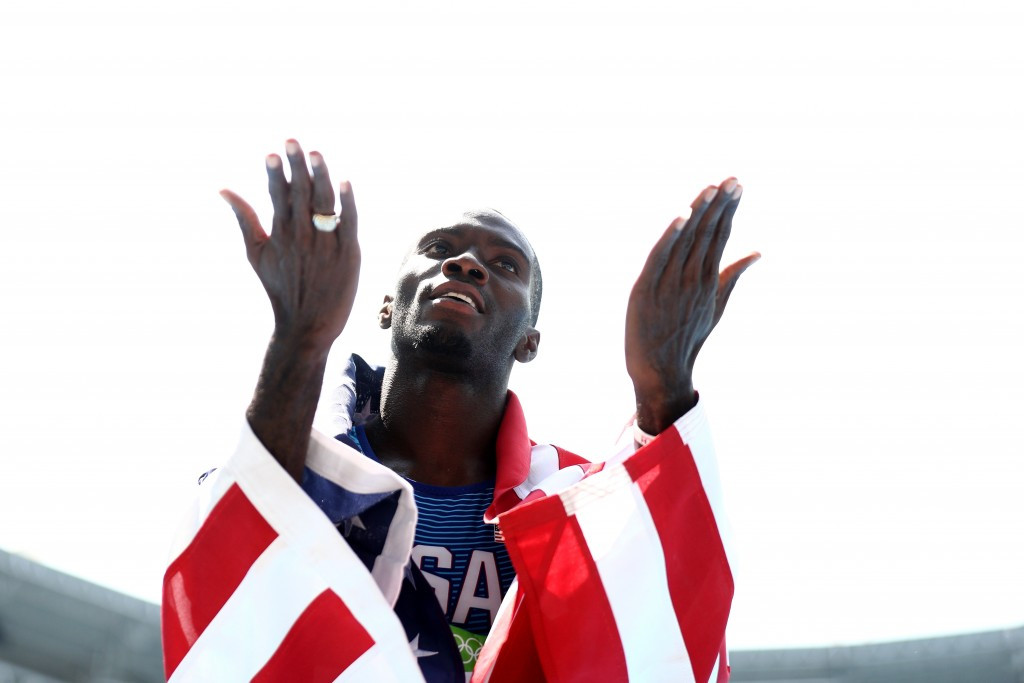 Kerron Clement celebrates 400m hurdles gold ©Getty Images