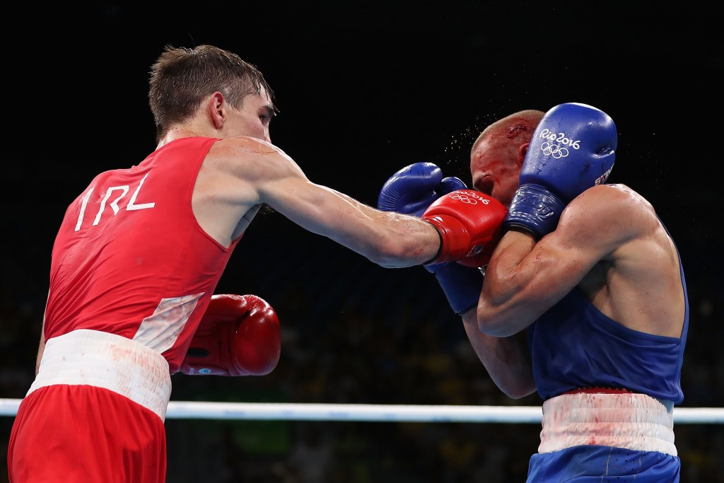 Vladimir Nikitin, right, won in deeply controversial fashion over Irish opponent Michael Conlan ©Getty Images