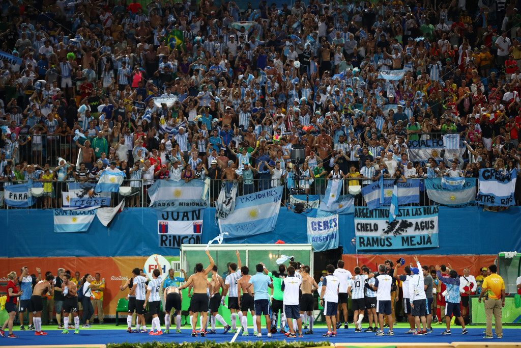Argentina celebrate winning the Olympic gold medal in front of their jubilant supporters  ©Getty Images