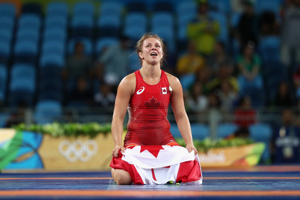 Erica Wiebe became the second Canadian woman to win an Olympic wrestling gold medal ©Getty Images 