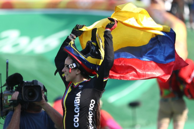 Colombia's Mariana Pajon celebrates another Olympic BMX gold medal ©Getty Images
