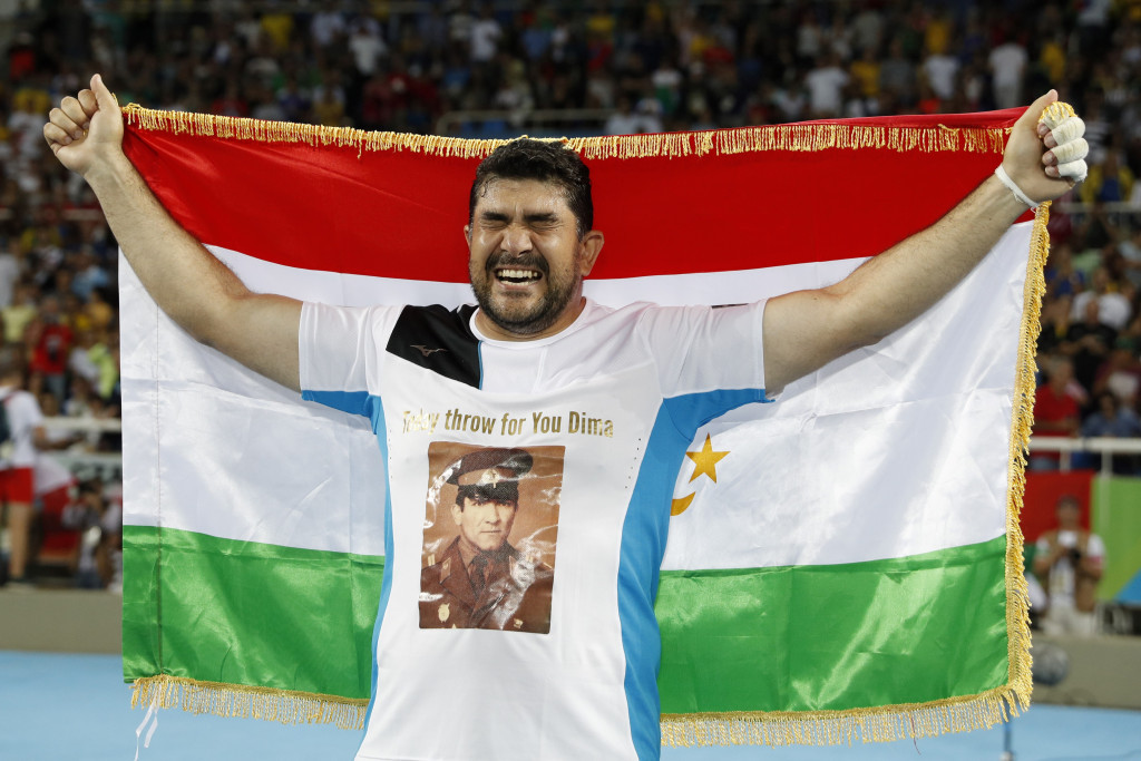 Dilshod Nazarov became the first ever Olympic champion from Tajikistan in the men's hammer ©Getty Images