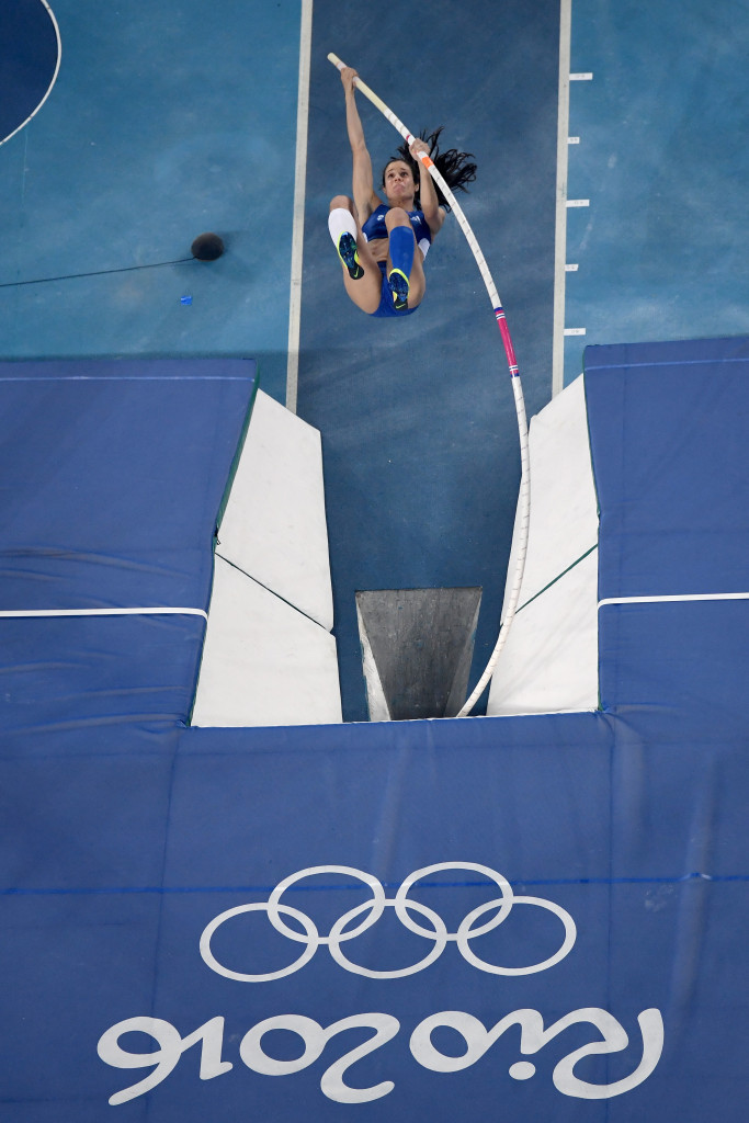 Greece's Ekaterini Stefanidi won the women's pole vault title in the absence of Russia's Yelena Isinbayeva ©Getty Images