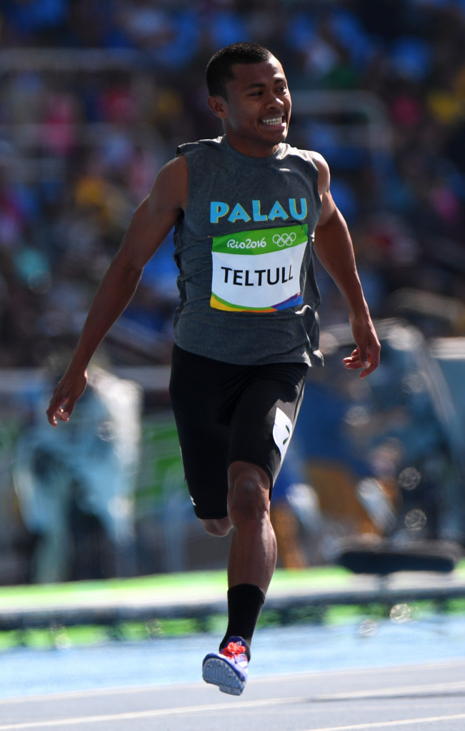 Rodman Teltull won his 100m heat for Palau at Rio 2016 ©Getty Images