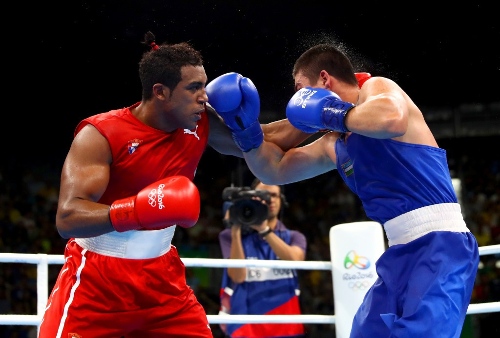 Arlen Lopez won Cuba's second boxing gold medal of the day with success over Uzbekistan's Bektemir Melikuziev in the men's middleweight final ©Getty Images