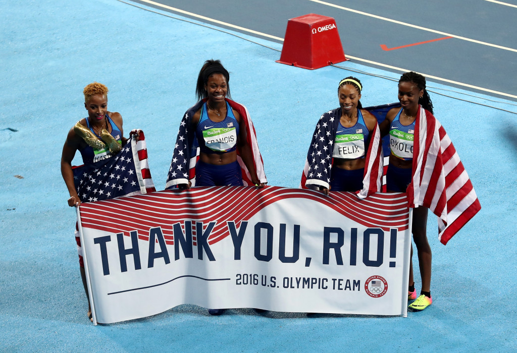 United States claimed the women's 4x400m relay gold medal on the final day of athletics ©Getty Images