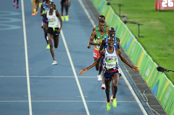 Britain's Mo Farah cannot be caught, once again, as he completes his second 5,000/10,000m Olympic double ©Getty Images