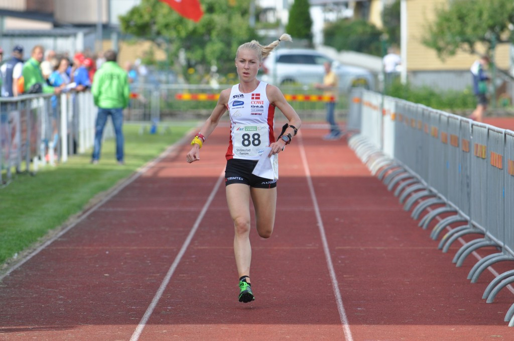 Maja Alm of Denmark won her second successive women's sprint final ©IOF
