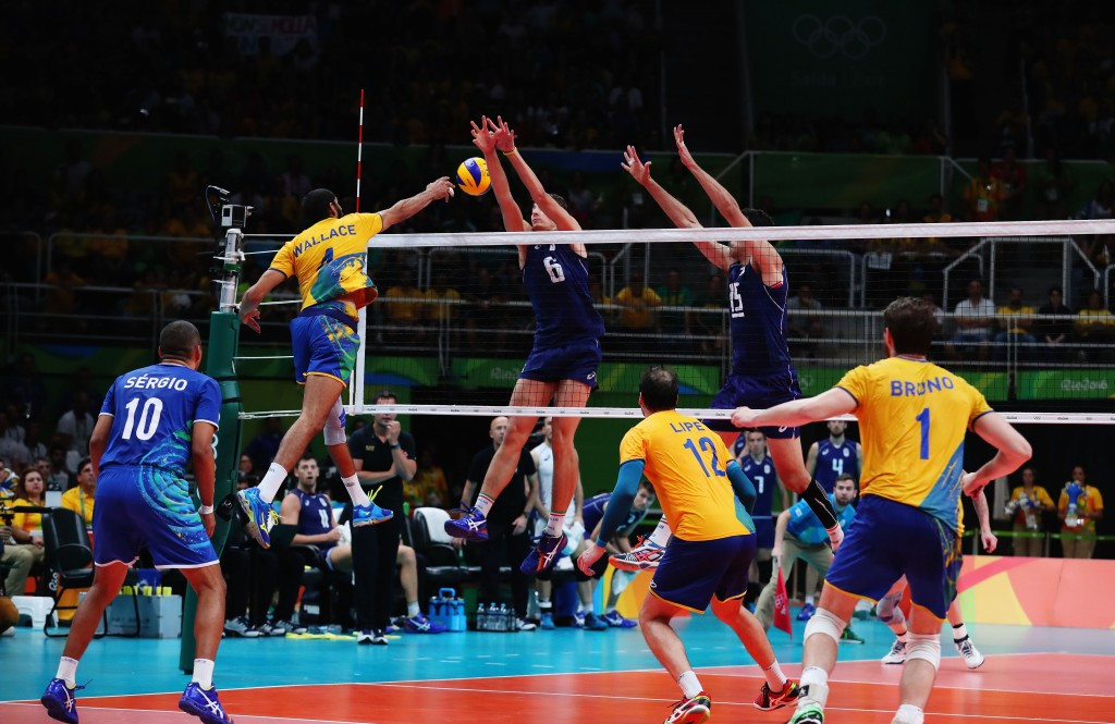 Brazil battled to a three-set win to send the home crowd into raptures ©Getty Images