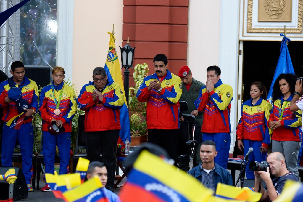 Venezuelan athletes who competed at Rio 2016 met with the country's President Nicolas Maduro in Caracus today ©Getty Images