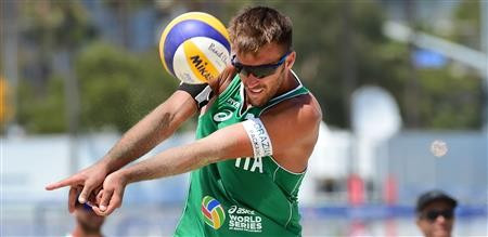 Italy's Marco Caminati, pictured, and his team-mate Alex Rangheiri won two knock-out round ties today ©FIVB
