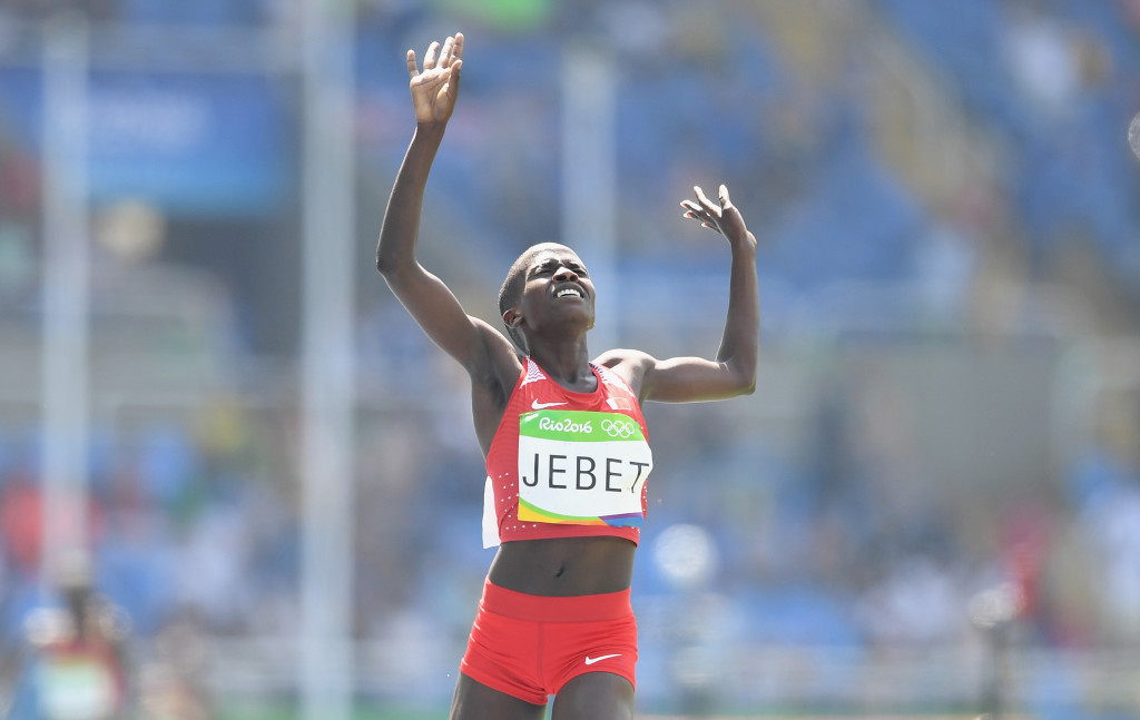 Ruth Jebet of Bahrain took six seconds off the world 3000m steeplechase record in Paris ©Getty Images