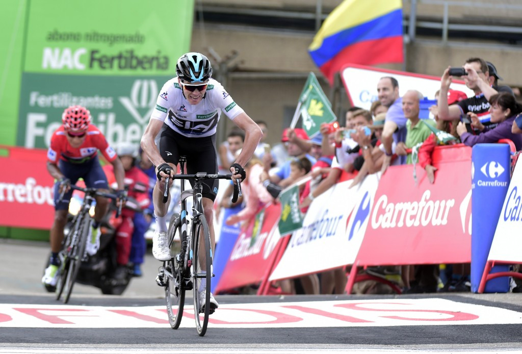 Thirty-one-year-old Chris Froome won the 168.6 kilometres stage from Colunga to Pena Cabarga with a sublime sprint atop a steep 6km finishing climb ©Getty Images