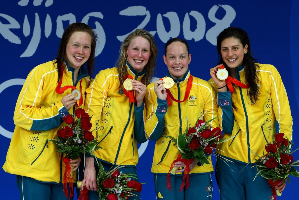 Palmer left was part of the Australian team that won freestyle relay gold at the 2008 Olympic Games in Beijing