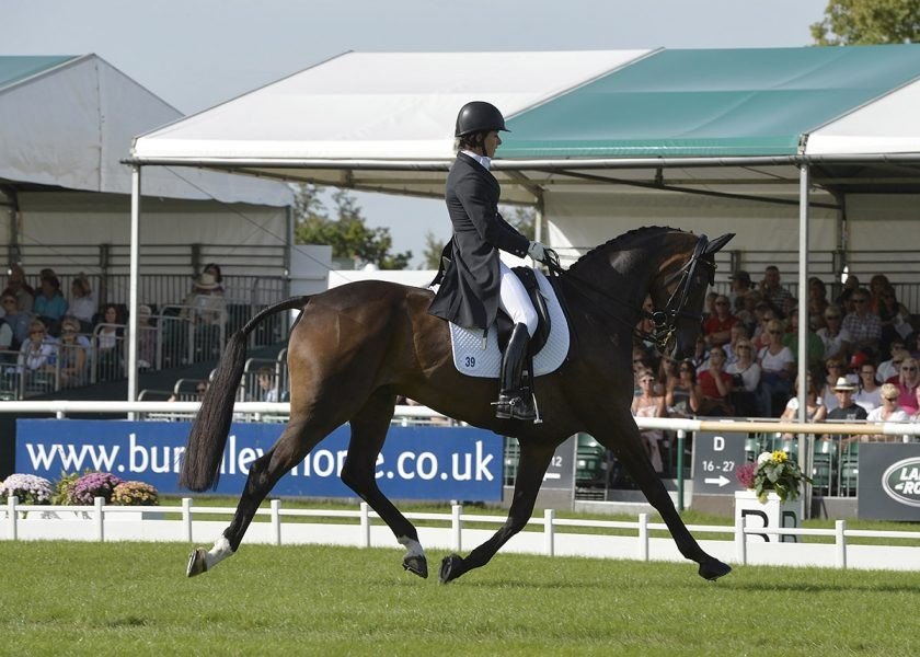 Germany's Bettina Hoy is leading after the first day of dressage ©Burghley Horse Trials