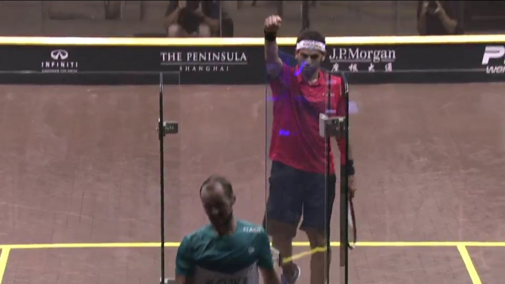Mohamed Elshorbagy celebrates his victory in the China Open final ©Twitter/EgySquash