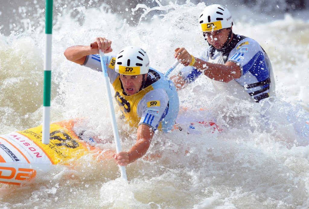 Ladislav and Peter Skantar claimed first place in the men's canoe double (C2) final at the ICF Canoe Slalom World Cup in the Czech Republic ©Getty Images