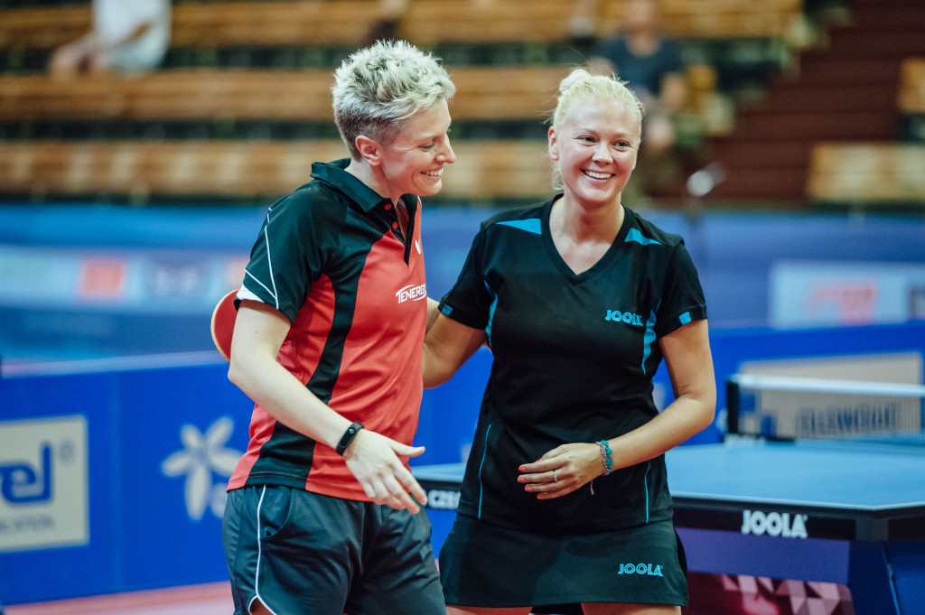Matilda Ekholm and Georgina Pota won their first women's doubles title with victory over Russian duo of Maria Dolgikh and Polina Mikhailova ©ITTF