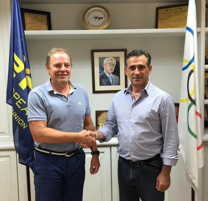 ETU President Sakis Pragalos (right) has welcomed the addition of Michael Lehner (right) to the Council ©ETU