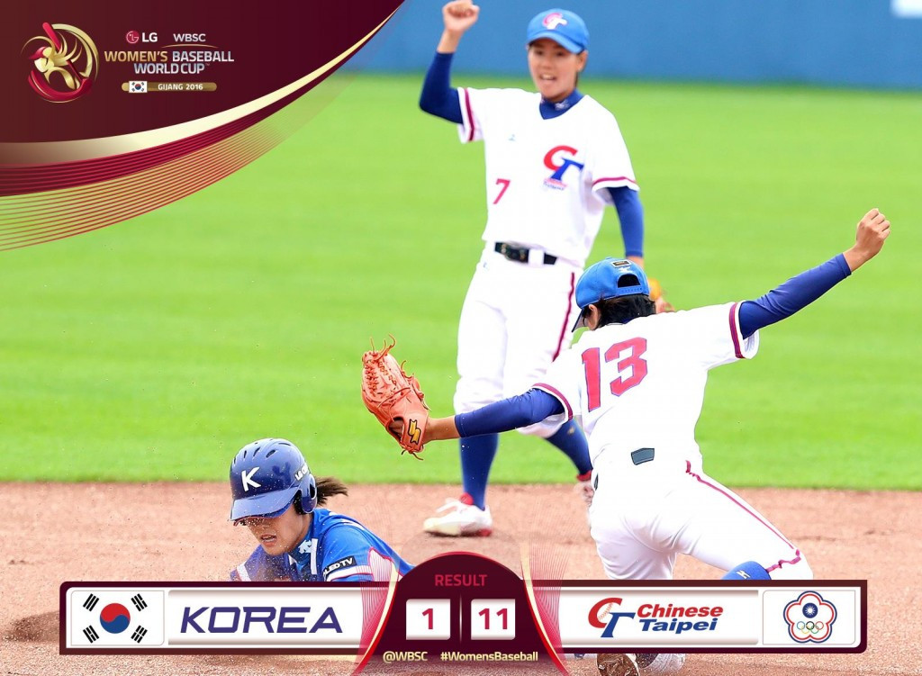 Chinese Taipei started the match extremely well, scoring seven runs in their opening innings ©WBSC